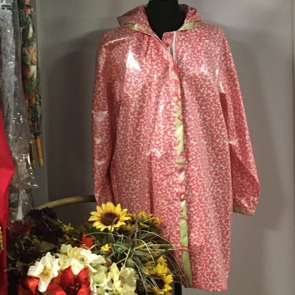 Pink Paisley Zippered Waterproof Cotton Raincoat